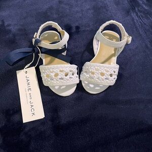 Janie and Jack White Sandals with Navy Bow